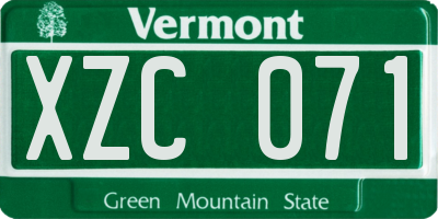 VT license plate XZC071