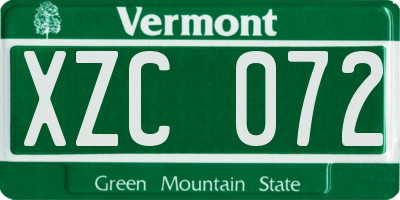 VT license plate XZC072