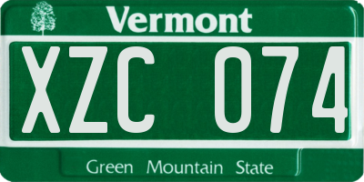 VT license plate XZC074