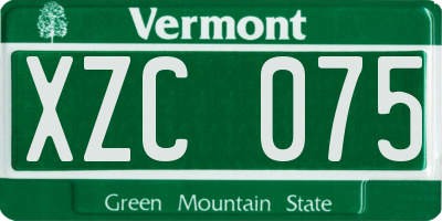 VT license plate XZC075