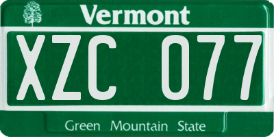 VT license plate XZC077
