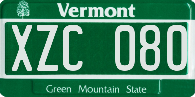 VT license plate XZC080