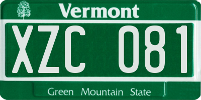 VT license plate XZC081