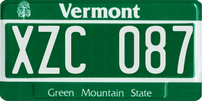 VT license plate XZC087