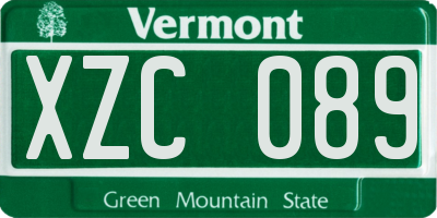 VT license plate XZC089