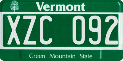 VT license plate XZC092