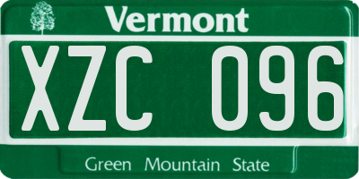 VT license plate XZC096