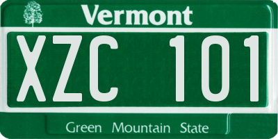 VT license plate XZC101