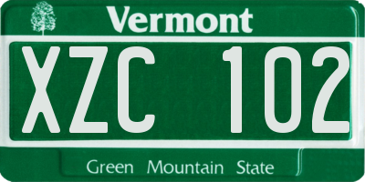 VT license plate XZC102