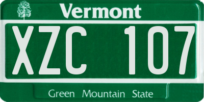 VT license plate XZC107