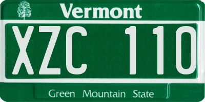 VT license plate XZC110