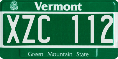 VT license plate XZC112
