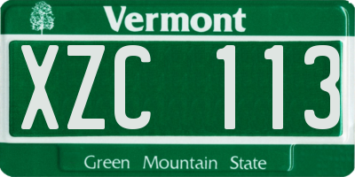 VT license plate XZC113
