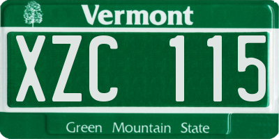 VT license plate XZC115