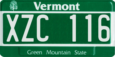 VT license plate XZC116
