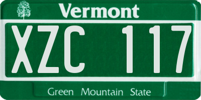 VT license plate XZC117