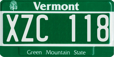 VT license plate XZC118
