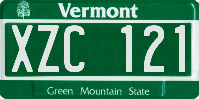 VT license plate XZC121