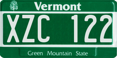 VT license plate XZC122