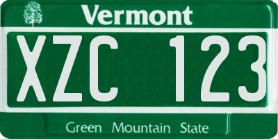 VT license plate XZC123
