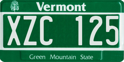 VT license plate XZC125