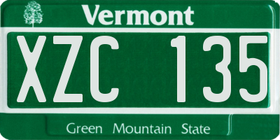VT license plate XZC135