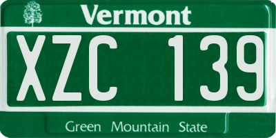 VT license plate XZC139