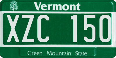 VT license plate XZC150