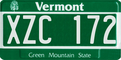 VT license plate XZC172