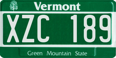 VT license plate XZC189