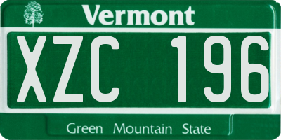 VT license plate XZC196