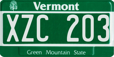 VT license plate XZC203