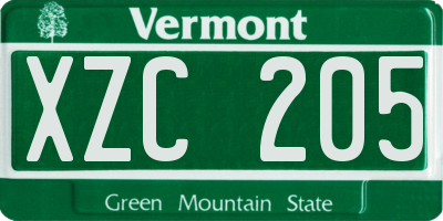 VT license plate XZC205
