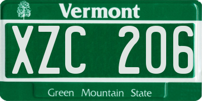 VT license plate XZC206