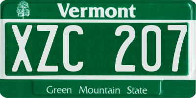 VT license plate XZC207