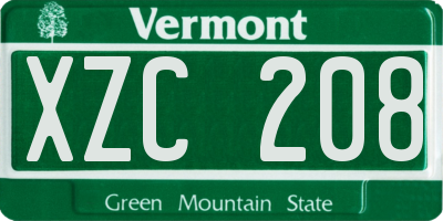 VT license plate XZC208