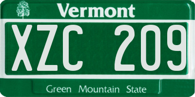 VT license plate XZC209