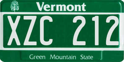 VT license plate XZC212