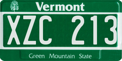 VT license plate XZC213