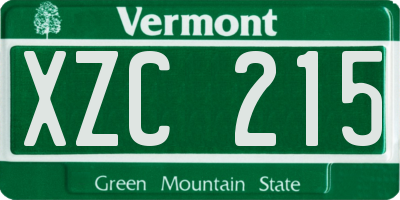 VT license plate XZC215