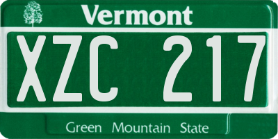 VT license plate XZC217