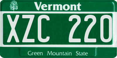 VT license plate XZC220