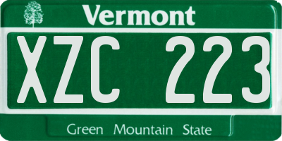 VT license plate XZC223