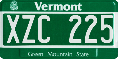 VT license plate XZC225