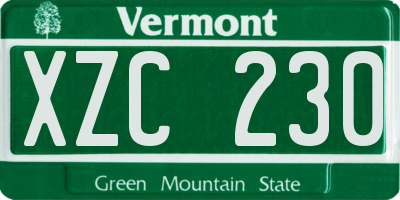 VT license plate XZC230