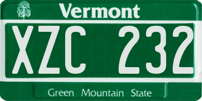VT license plate XZC232