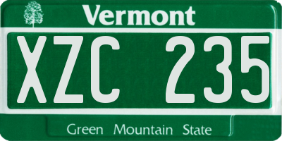 VT license plate XZC235