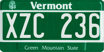VT license plate XZC236