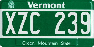 VT license plate XZC239