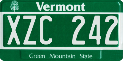 VT license plate XZC242